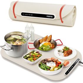 Electric Warming Mat for Food, 3 Adjustable Temperature - PONPUR Silicone Food Warmer Tray for Parties, Full Surface Heating, Auto Power Off