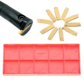 Carbide Turning Inserts 10pcs Golden Carbide Turning Inserts CNC Cutters Wear-Resistant Grooving Cut-Off Tool For Woodworking