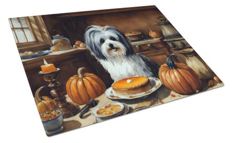 NEW Havanese Fall Kitchen Pumpkins Glass Cutting Board Decorative Tempered Glass Kitchen Cutting and Serving Board Large Size Chopping Board