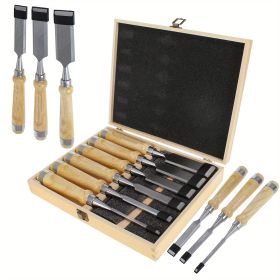 6 Pcs Wood Turning Tools with Wooden Storage Case, Wood Chisel Set, 60CRV Wood Carving Chisels Set for Woodcarving, Carpentry, Trimming Edges