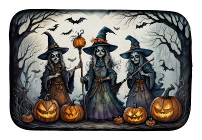 Witches Spooky Halloween Dish Drying Mat Absorbent Dish Drying Mat Pad for Kitchen Counter Dish Drainer Mat for Countertop, 14 x 21", Multicolor