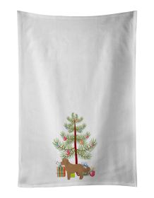 NEW Tan Cockapoo Christmas Tree Kitchen Towel Set of 2 White Dish Towels Decorative Bathroom Hand towel for Hand, Face, Hair, Yoga, Tea, Dishcloth, 19