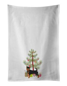 NEW Black and Tan Chorkie Christmas Tree Kitchen Towel Set of 2 White Dish Towels Decorative Bathroom Hand towel for Hand, Face, Hair, Yoga, Tea, Dish