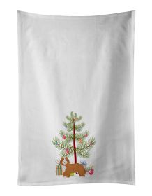 NEW Doxiepoo #2 Christmas Tree Kitchen Towel Set of 2 White Dish Towels Decorative Bathroom Hand towel for Hand, Face, Hair, Yoga, Tea, Dishcloth, 19