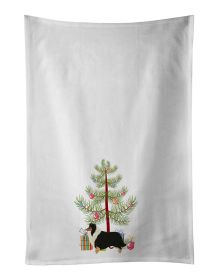 NEW Collie Christmas Tree Kitchen Towel Set of 2 White Dish Towels Decorative Bathroom Hand towel for Hand, Face, Hair, Yoga, Tea, Dishcloth, 19 X 28"