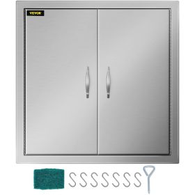 VEVOR BBQ Access Door 24W x 24H Inch, Grill Door Double Door Brushed Stainless Steel, Outdoor Kitchen Doors for BBQ Island Grilling Station