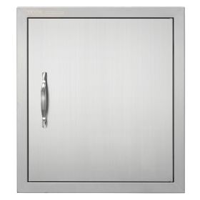 BBQ Access Door, 18W x 20H Inch Single Outdoor Kitchen Door, Stainless Steel Flush Mount Door, Wall Vertical Door with Handle and Hook, for BBQ Island