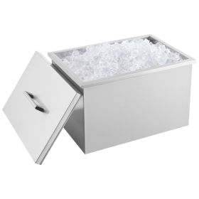 VEVOR 32 Quart Drop in Ice Chest Ice Cooler Ice Bin Stainless Steel 20"x14"x13"