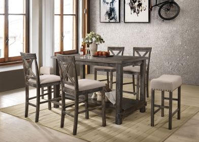 Martha II Weathered Gray Finish 7 PCs Counter Height Dining Room Set