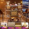 Bottle Wine Holder Stand Wine Cabinet With Outlet White Gold Liquor Bar With LED Light Coffee Bar Cabinet for Liquor and Glass