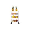 Kitchen Storage Rolling Cart, Kitchen Cart with Lockable Wheels, 4 Tier Metal Wire Basket Shelf Rolling Storage Cart White