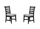 Black Color 6pc Dining Set Table And 4x Side Chairs 1x Bench Upholstered Fabric Cushion Seats Solid wood Dining Room Furniture