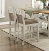 5pc Dining Set Counter Height Table Base with 2 Shelves, 4 Upholstered Counter Height Chairs Light Oak and Gray Finish Casual Country Style Dining Woo