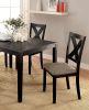 Brushed Black Solid wood 5pc Dining Set Table And 4x Chairs Brown Fabric Cushions Seats X-Cross Back Design Chairs Dining Room