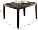 Brushed Black Solid wood 5pc Dining Set Table And 4x Chairs Brown Fabric Cushions Seats X-Cross Back Design Chairs Dining Room