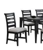 Black Color 6pc Dining Set Table And 4x Side Chairs 1x Bench Upholstered Fabric Cushion Seats Solid wood Dining Room Furniture