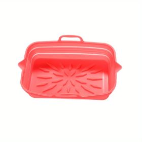 Rectangular Air Fryer Liners; Foldable Silicone Tray; Air Fryer Accessories; Reusable Grill Plate; Heat Resistant Microwave Silicone Plate; Home Kitch (Quantity: 2, Color: Red)