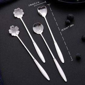 4pcs/set Coffee Scoop; Ice Cream Dessert Scoop; Stainless Steel Long Handle Mug Stirring Spoon (Color: silvery, size: 4PC Set)