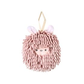 1pc Hand Towel Ball; Cartoon Hanging Towel; Quick Drying; Kitchen And Bathroom; Chenille Lovely Rag; Thickened Towel 6.69"Ã—6.69" (Color: Rabbit)