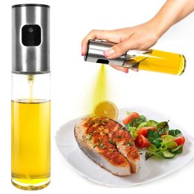 Reusable Glass Oil Sprayer - 100ml/3.5oz - Ideal for Cooking - Olive Oil Mister Spray Bottle - Dispenser Spray Bottle (Color: silvery)