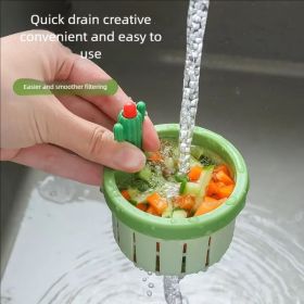 Anti-clogging Cactus Kitchen Sink Drainage Filter Kitchen Sink Kitchen Bath Sink Strainer Drain Filter Basket, Hair Catcher Stopper (Color: Green)