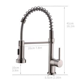 The new model is beautiful and durable Single Handle Pull-Down Sprayer Kitchen Faucet in Black+Gold (Color: Brushed Nickel)