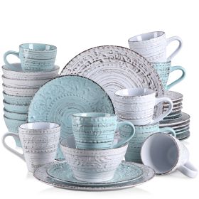 Vancasso VINE 16/32/48 Stoneware Dinnerware Set with Dinner Plate,Dessert Plate,Bowl,Mug Tableware Set Service for 12 Person (Color: 32-Piecce)