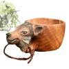 Hand Carved Wooden Mug Animal Wooden Cup Camping Wood Drinking Cup For Hiking Mountaineering Picnic Christmas Birthday New Year