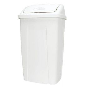 13 Gallon Trash Can, Plastic Swing Top Kitchen Trash Can (Color: White)