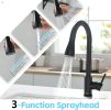 Solid Stainless Steel Kitchen Faucet with Pull Down Sprayer 3 Modes, Modern Kitchen Sink Faucets with Sprayer, High Arch Single Handle Faucet