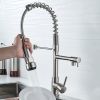 DQOK Black Brushed Spring Pull Down Kitchen Sink Faucet Hot & Cold Water Mixer Crane Tap with Dual Spout Deck Mounted