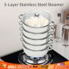 26cm/28cm/30cm 5-Layer Stainless Steel Steamer For Kitchen Cooking