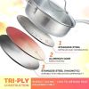 17 Piece Stainless Steel Cookware Set with Ergonomic Handle, suitable for Simmering, Stir Frying, Cooking,and Stewing.Cooking Set