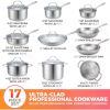 17 Piece Stainless Steel Cookware Set with Ergonomic Handle, suitable for Simmering, Stir Frying, Cooking,and Stewing.Cooking Set